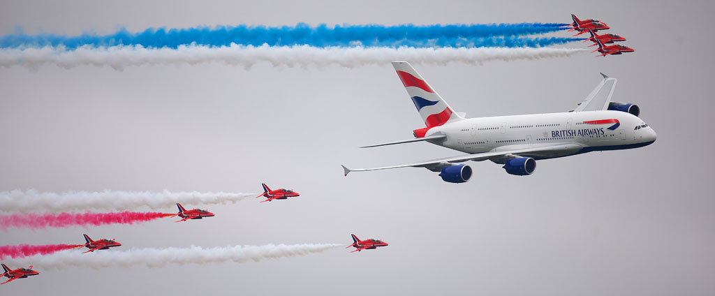 Red Arrows + Airbus A380